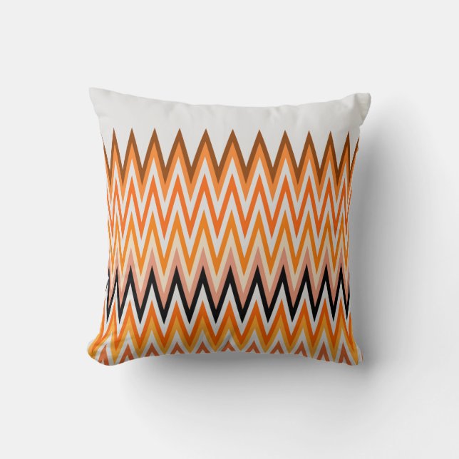 Fall Autumn Colour Chevron Pattern Cushion (Front)