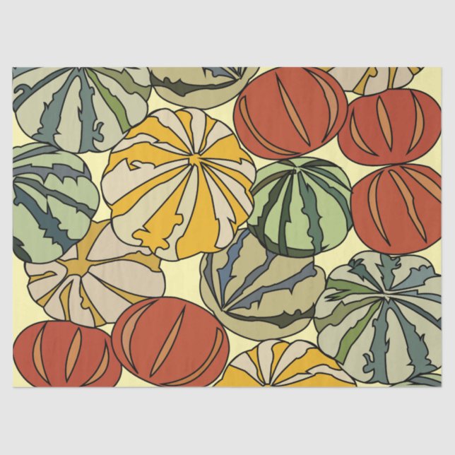 Fall Autumn Colourful Pumpkins Tissue Paper (Front)