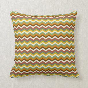 Fall Autumn Colours Chevron Zigzag Striped Pattern Cushion