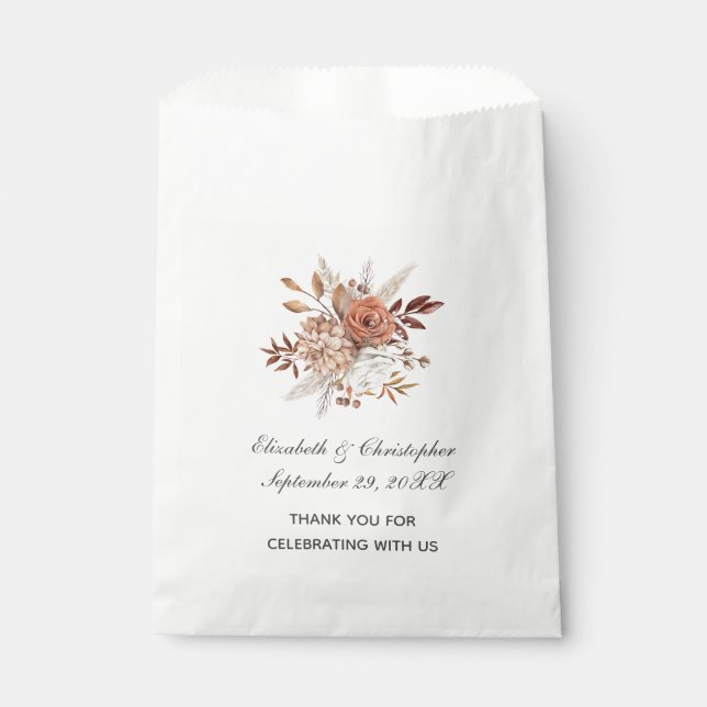 Fall Autumn Colours Floral Trendy Wedding    Favour Bag (Front)