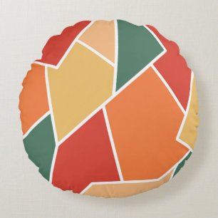 Fall Autumn Colours Geometric Shape Home Decor Round Cushion