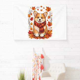 Fall Autumn Corgi Dog Cosy Banner