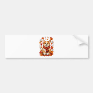 Fall Autumn Corgi Dog Cosy Bumper Sticker