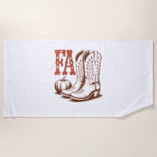 Fall Autumn Cowgirl Pumpkin Beach Towel