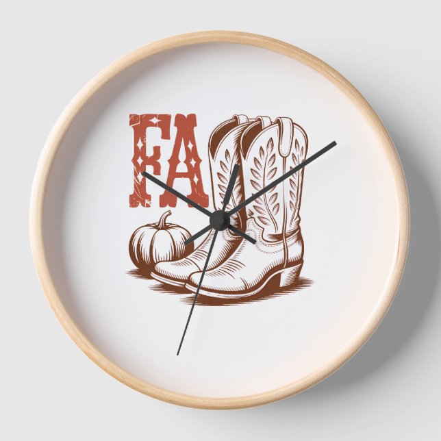 Fall Autumn Cowgirl Pumpkin Clock (Front)