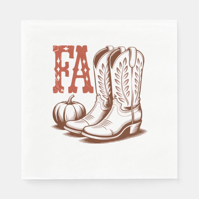 Fall Autumn Cowgirl Pumpkin Napkin (Front)
