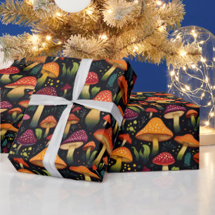 Fall Autumn Dark Botanical Mushroom Goblincore  Wrapping Paper