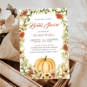 Fall Autumn Earthy Floral Pumpkin Bridal Shower Invitation