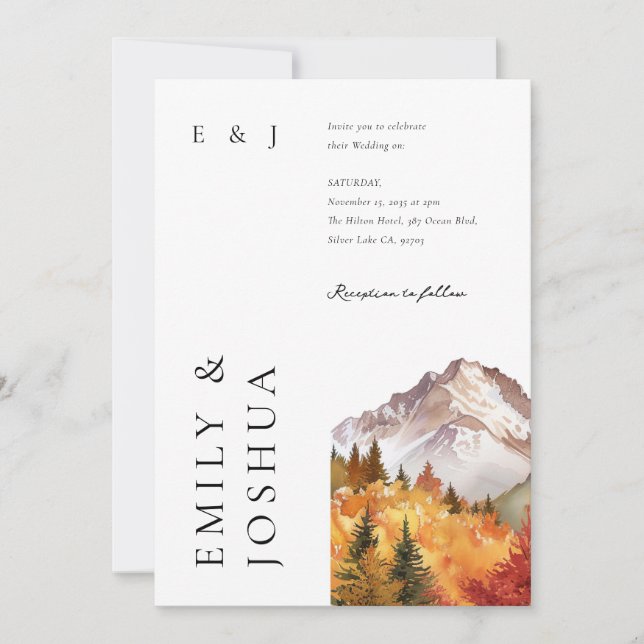 Fall Autumn Elegant Wedding Invitation (Front)