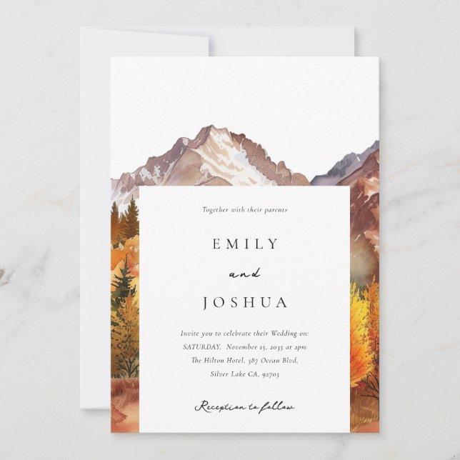 Fall Autumn Elegant Wedding Invitation (Front)