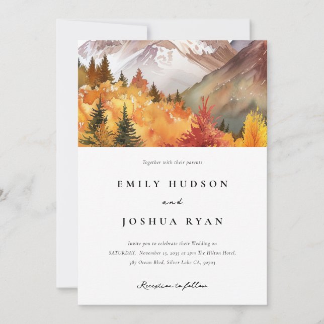 Fall Autumn Elegant Wedding Invitation (Front)