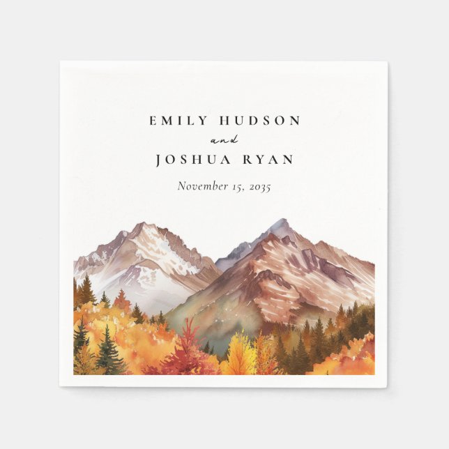 Fall Autumn Elegant Wedding Napkin (Front)