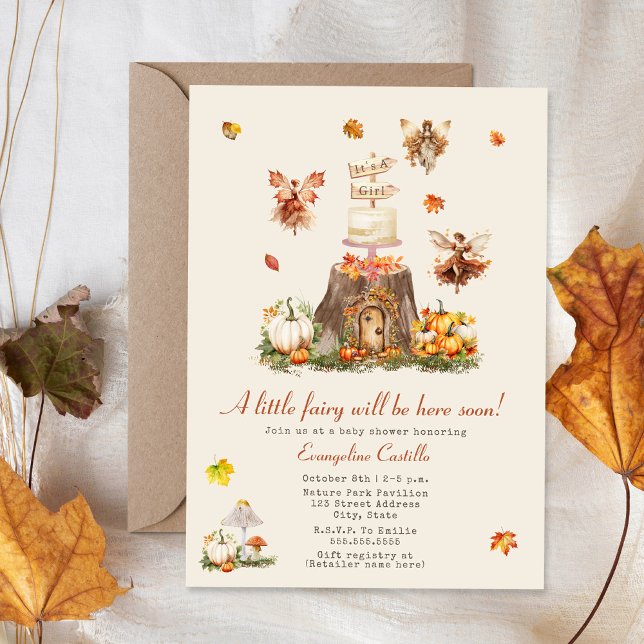 Fall Autumn Fairy Woodland Girl Baby Shower  Invitation (Creator Uploaded)