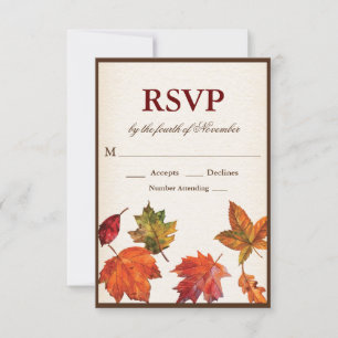 Fall Autumn Falling Leaves RSVP Card