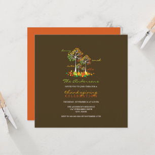 Fall Autumn Family Trees Thanksgiving Dinner Party Invitation
