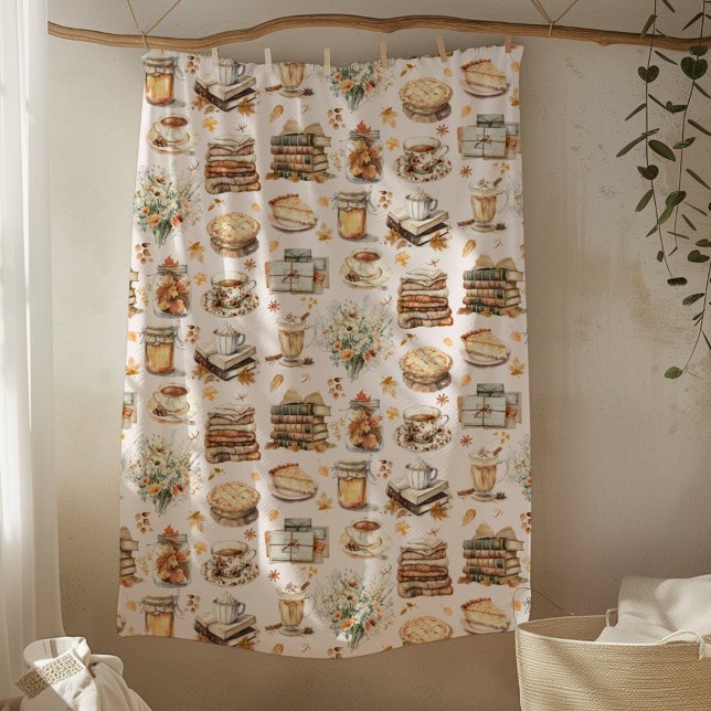 Fall Autumn Favourite Essential Aesthetic Pattern Fleece Blanket (In situ)