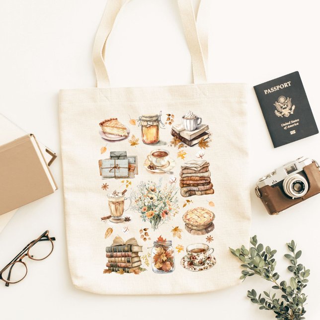 Fall Autumn Favourite Essential Aesthetic Pattern Tote Bag (In situ)