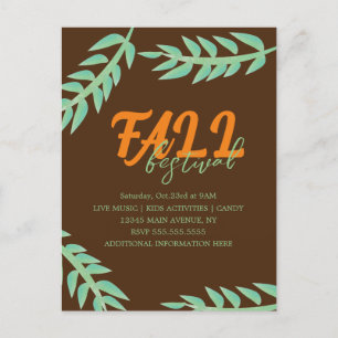 Fall Autumn Festival Greenery Flyer Invitation Postcard