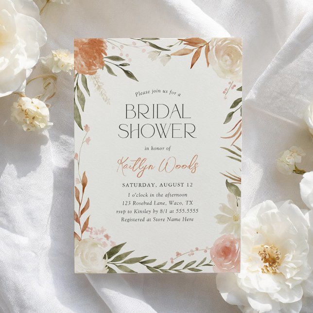 Fall Autumn Flora Foliagel Bridal Shower Invitation (Creator Uploaded)