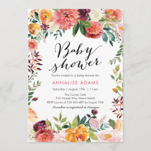 Fall Autumn Floral Baby Shower invitation