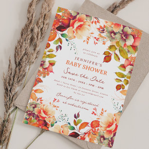 Fall Autumn Floral Baby Shower Save Date Invitation