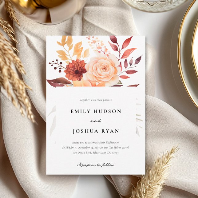 Fall Autumn Floral Boho Wedding Invitation (Creator Uploaded)