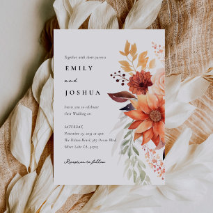 Fall Autumn Floral Boho Wedding Invitation