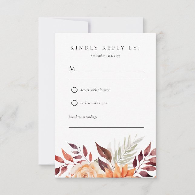 Fall Autumn Floral Boho Wedding RSVP (Front)