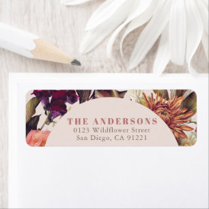 Fall/Autumn Floral Leaf Wreath Pink Return Address Label