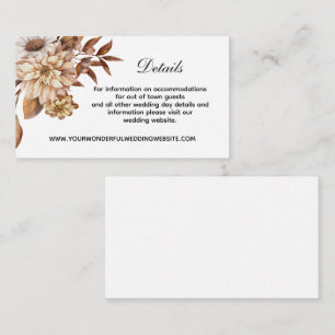 Fall Autumn Floral Leaves Elegant Wedding Details  Enclosure Card