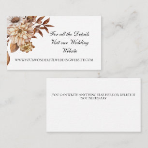 Fall Autumn Floral Leaves Elegant Wedding Website Enclosure Card