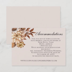 Fall Autumn Floral Leaves Wedding Accommodations  Enclosure Card