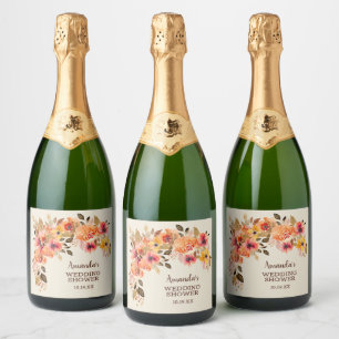 Fall Autumn Floral Swag Sparkling Wine Label