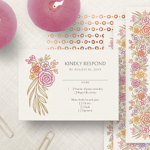 Fall Autumn Floral Wedding RSVP Card
