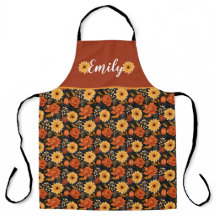 Fall Autumn Flower Pattern All-Over Print Apron