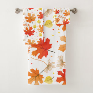 Fall Autumn Foliage Fall Leaves Bath Towel Set
