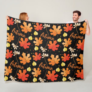 Fall Autumn Foliage Fall Leaves Fleece Blanket