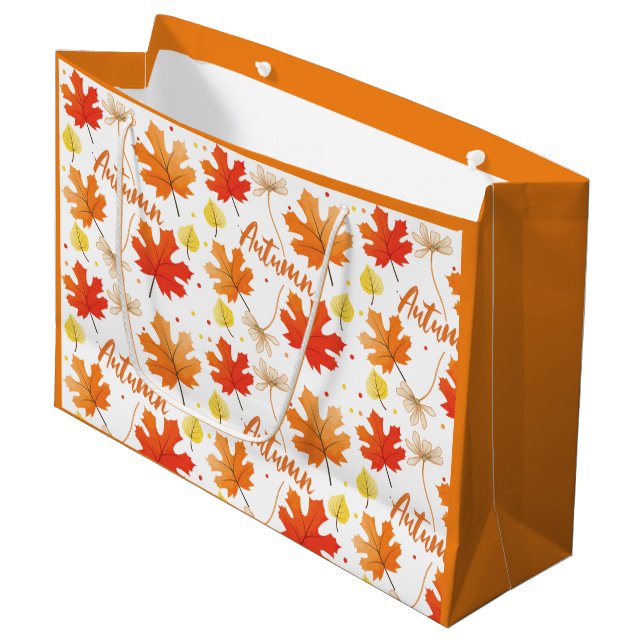 Fall Autumn Foliage Fall Leaves Large Gift Bag (Front Angled)
