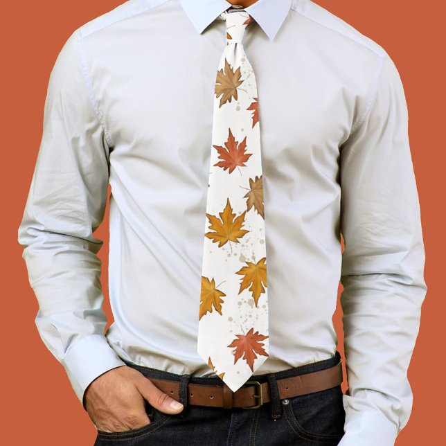 Fall Autumn Foliage Fall Leaves Simple Greenery Tie (Fall leaves mens neck tie)