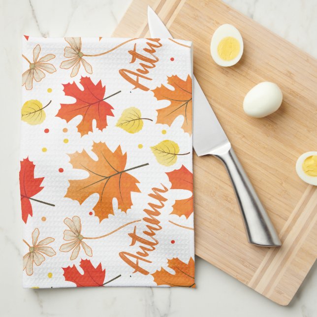 Fall Autumn Foliage Fall Leaves Tea Towel (Quarter Fold)