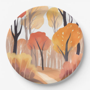 Fall Autumn Foliage Paper Plate