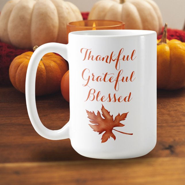 Fall Autumn Foliage Thankful Grateful Blessed  Coffee Mug (Creator Uploaded)