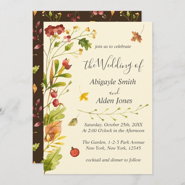 Fall Autumn Forest Rustic Wedding Invitation (Front/Back)