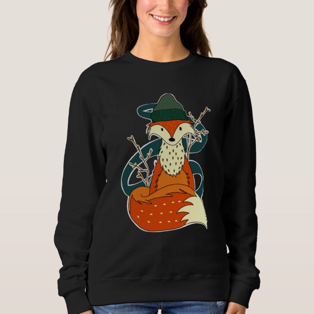 Fall Autumn Fox Animal Woodland Creature Cozy Hat  Sweatshirt (Front)