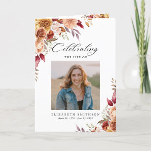 Fall Autumn Funeral Program Photo Order of Service