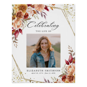 Fall Autumn Funeral Program Photo Order of Service Poster