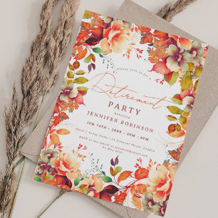 Fall Autumn Garden Floral Retirement Party Invitation