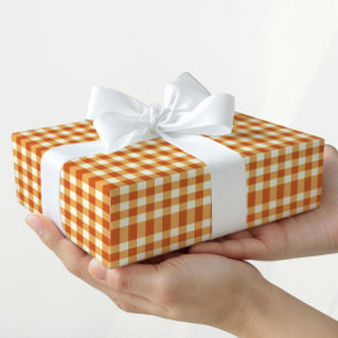 Fall Autumn Gingham Gift Wrapping Paper