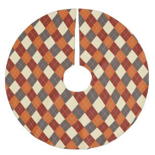 Fall/Autumn Gingham pattern  Brushed Polyester Tree Skirt