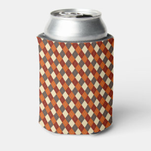 Fall/Autumn Gingham pattern Can Cooler